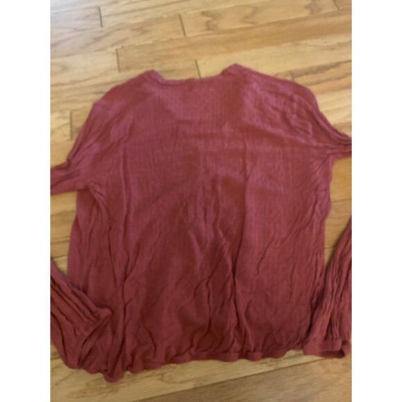 Mason & Belle Women's Rust Long Sleeve Crinkle v-neck rayon Blouse Size Large - Picture 8 of 8